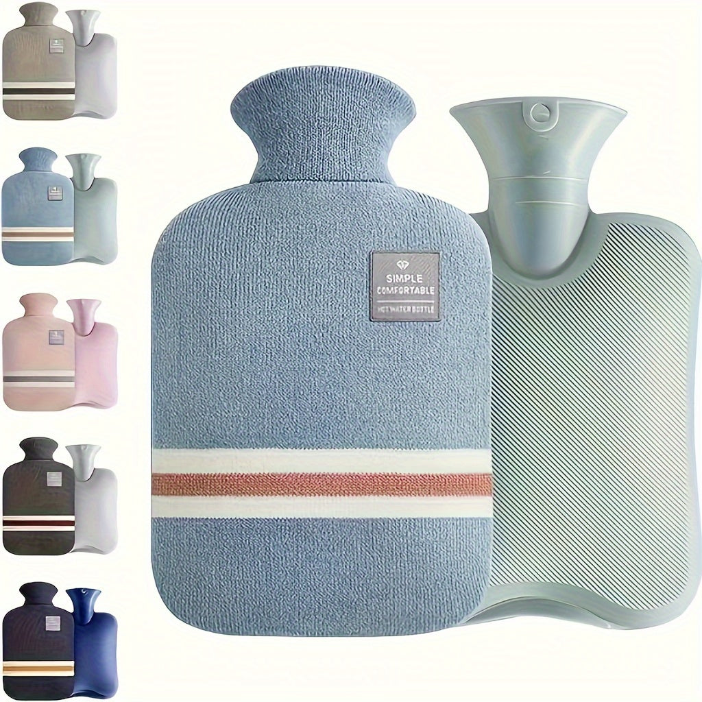 Large 2L Hot Water Bottle with Removable Knitted Cover for Neck and Shoulder Pain Relief Multiple Colors