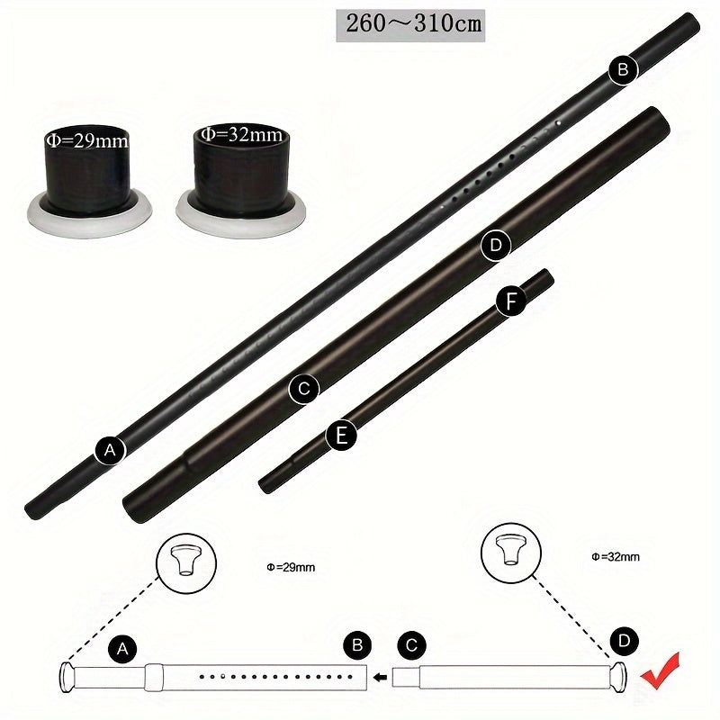 Heavy Duty Adjustable Metal Tension Curtain Rod for Shower Room Divider Window