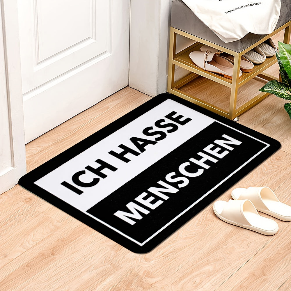 Qora va oq chiziqli polyester eshik oldi gilami, sirpanmaydigan, mashinada yuviladigan, ifloslanishga qarshi, qulay to'rtburchakli kirish gilami, 1 dona