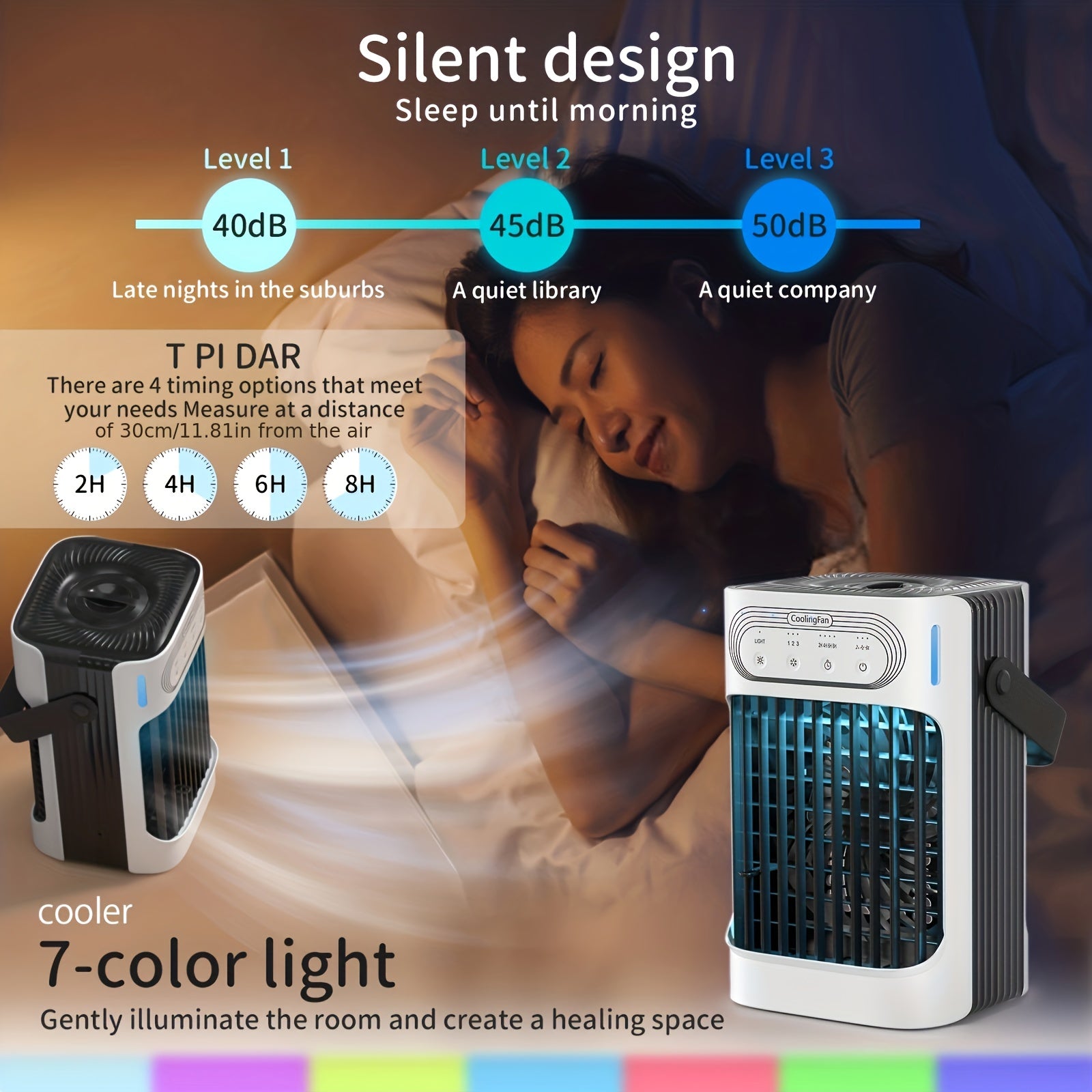 Portable Evaporative Cooler Fan with 3 Mist Settings 3 Speed USB Touch Control