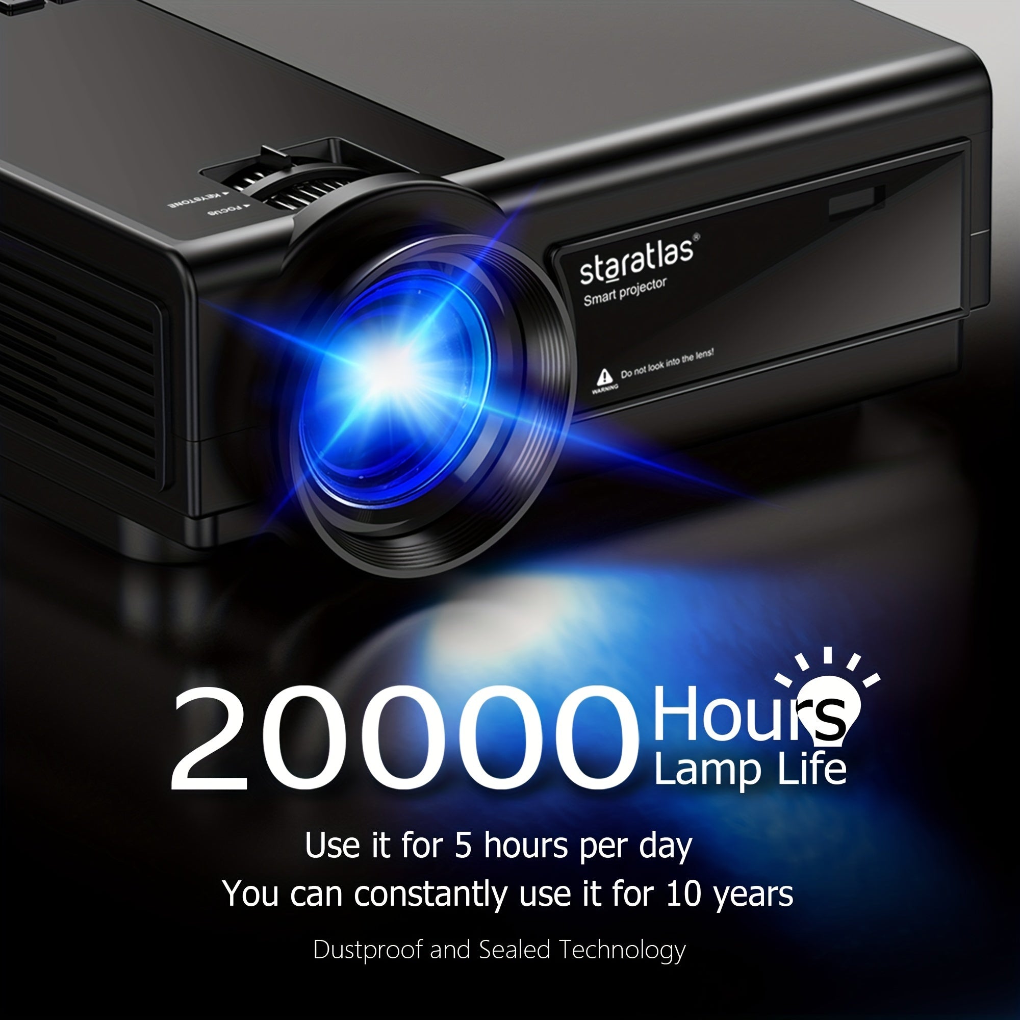 Portable Full HD 1080P WiFi Projector with 7.62m Display for Outdoor Movies and Home Cinema