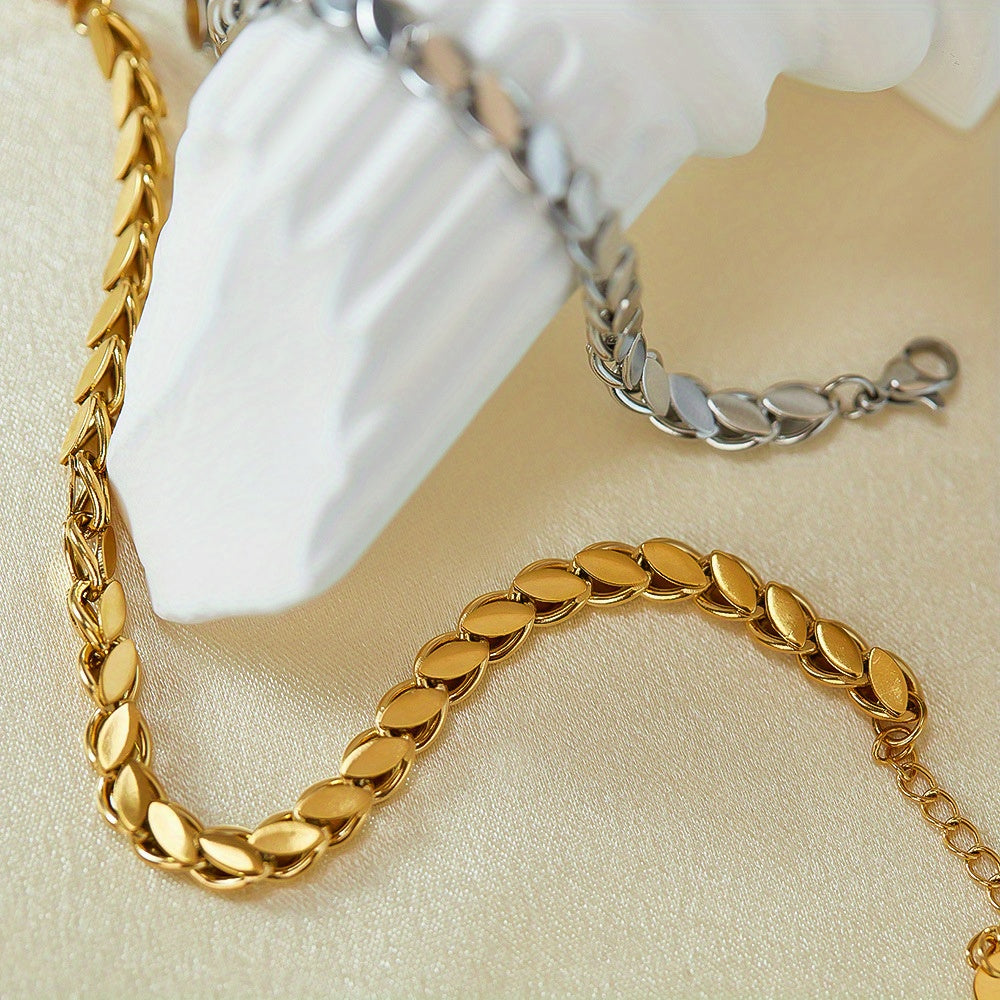 Unisex Gold-Plated Titanium Steel Link Chain Bracelet Gothic Style Daily Wear Gift