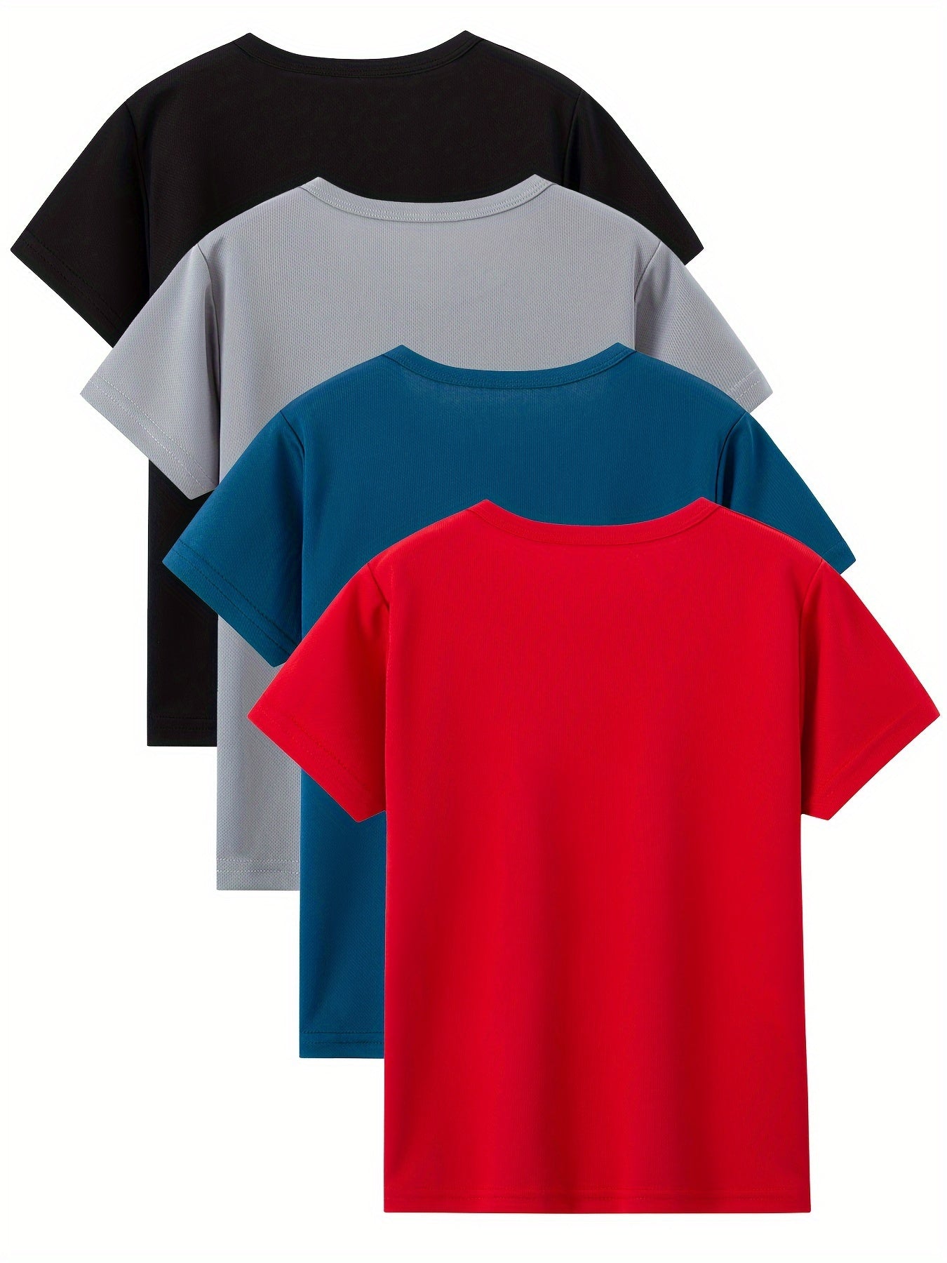 4-Piece Boys Summer Mesh Quick Dry Athletic T-Shirts Short Sleeve Tops