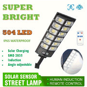 504LED Solar Street Light with Human Body Sensing Double Row High Beam Outdoor Garden Yard