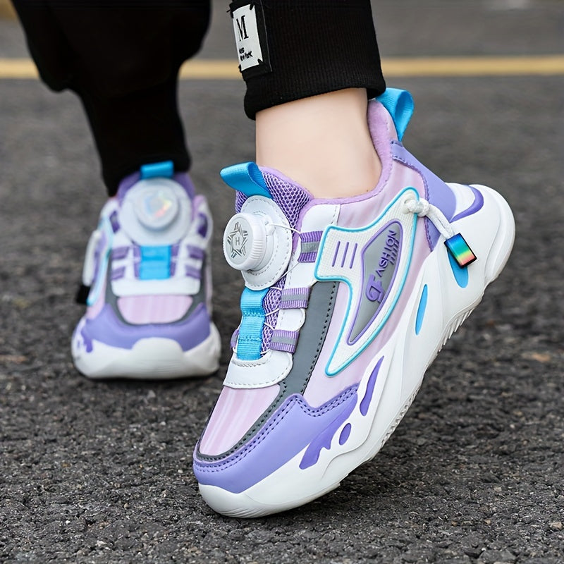 Girls Fleece-Lined Sports Sneakers for Fall Winter Casual Microfiber Synthetic Leather