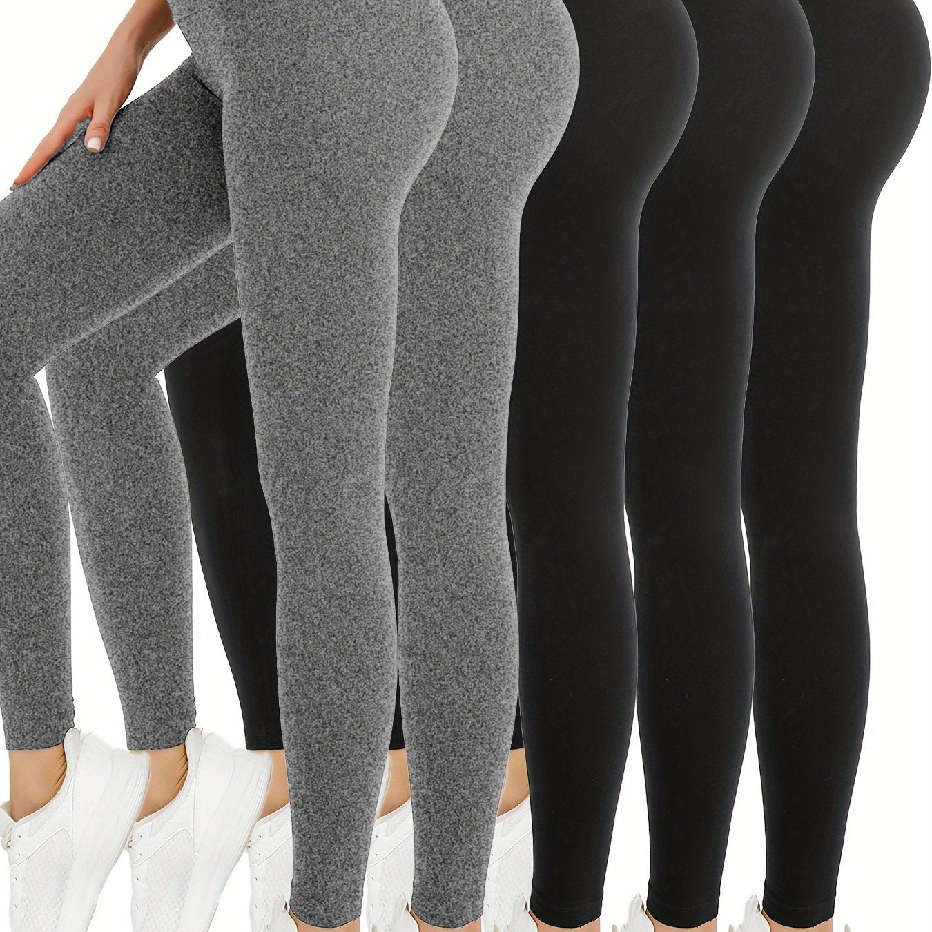 Пять пар высокоудлинённых йога-лосин для женщин с контролем живота, непрозрачная ткань