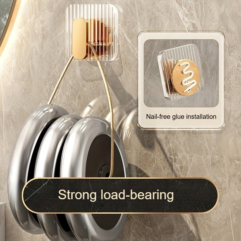 Acrylic Hooks Set of 4 Wall Mount Towel Rack Kitchen Utensil Hanger No-Drill