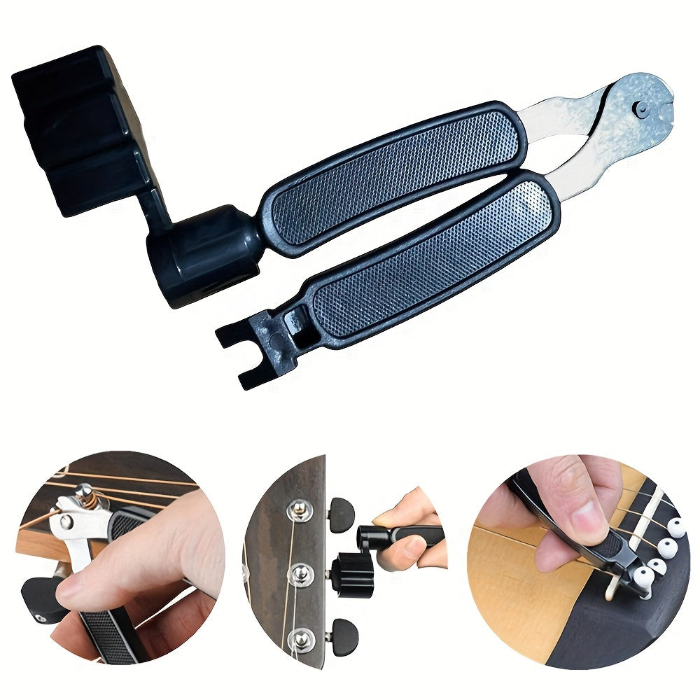 Многофункциональный инструмент для гитары 3-в-1: намотчик, резак, вытягиватель игл из нержавеющей стали, черный