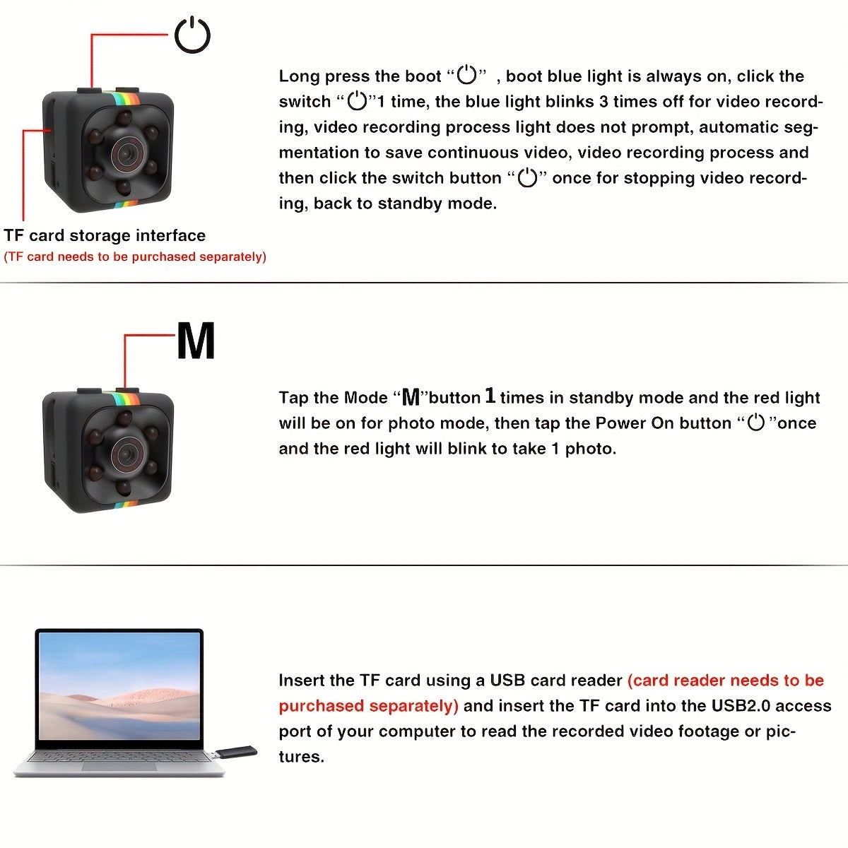 Cámara de seguridad HD 720P con detección de movimiento y audio, recargable por USB para vigilancia en el hogar, oficina y monitoreo de mascotas