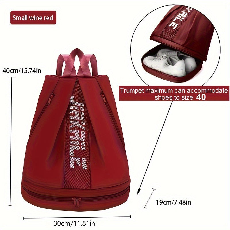 Waterproof Polyester Backpack with Adjustable Straps and Shoe Compartment for Sports Travel and Outdoor Activities