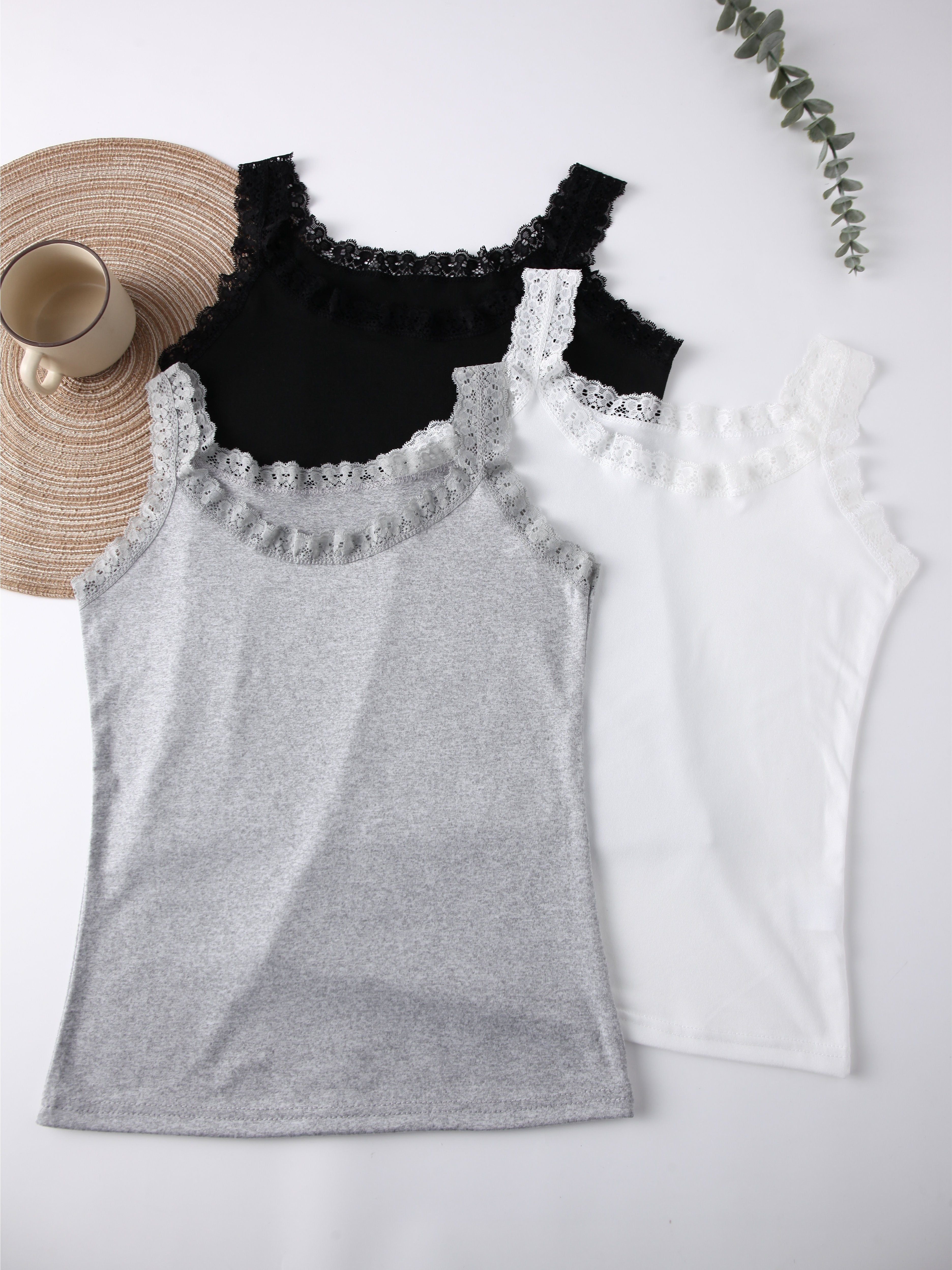 Women's Tank Top Seamless Breathable Nylon Blend in Black White Beige