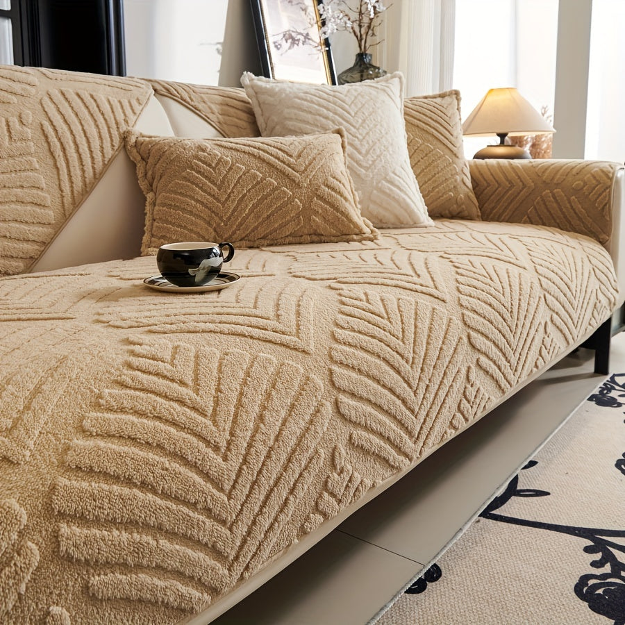 Роскошная плюшевая накидка на диван однотонная противоскользящая теплая моющаяся в машинке для гостиной, спальни, кабинета