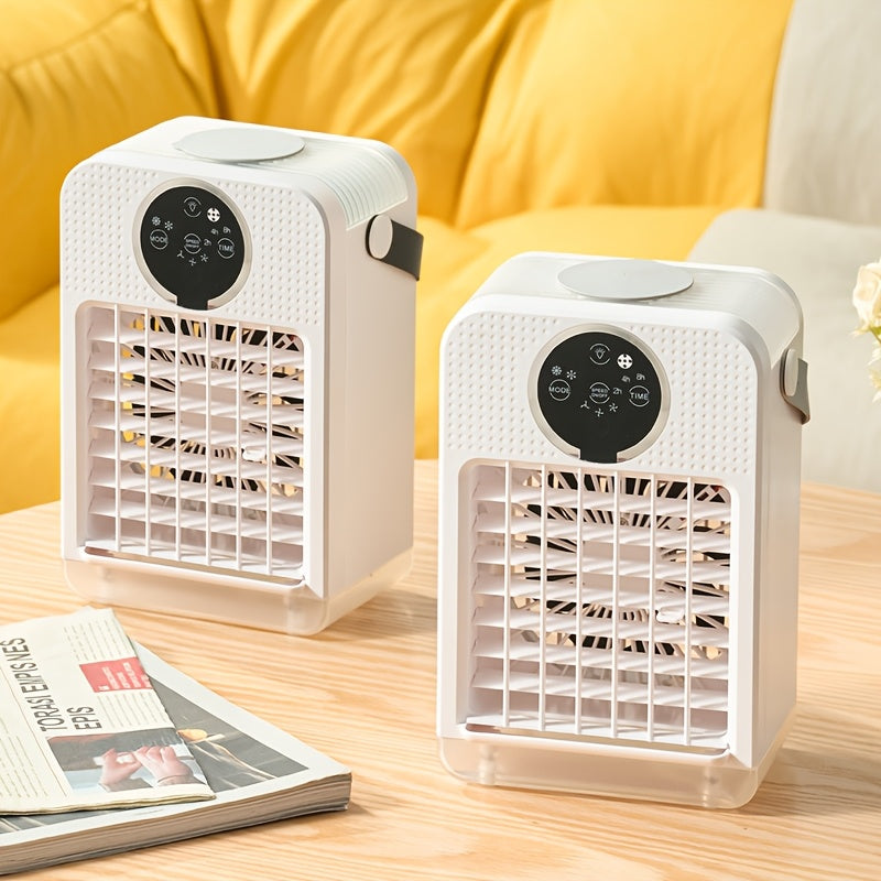 Portable Air Cooler with 700ml Water Tank Remote Control Misting Fan with Colorful Ambient Lights