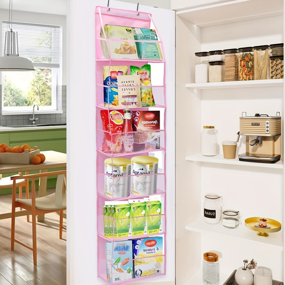 Storage Organizer with 6 Baskets for Food Cosmetics and Essentials Behind Doors