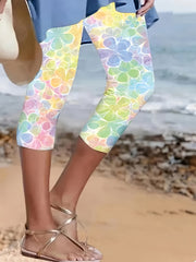 Leggings de mujer de talla grande con estampado floral y tela elástica para primavera y verano