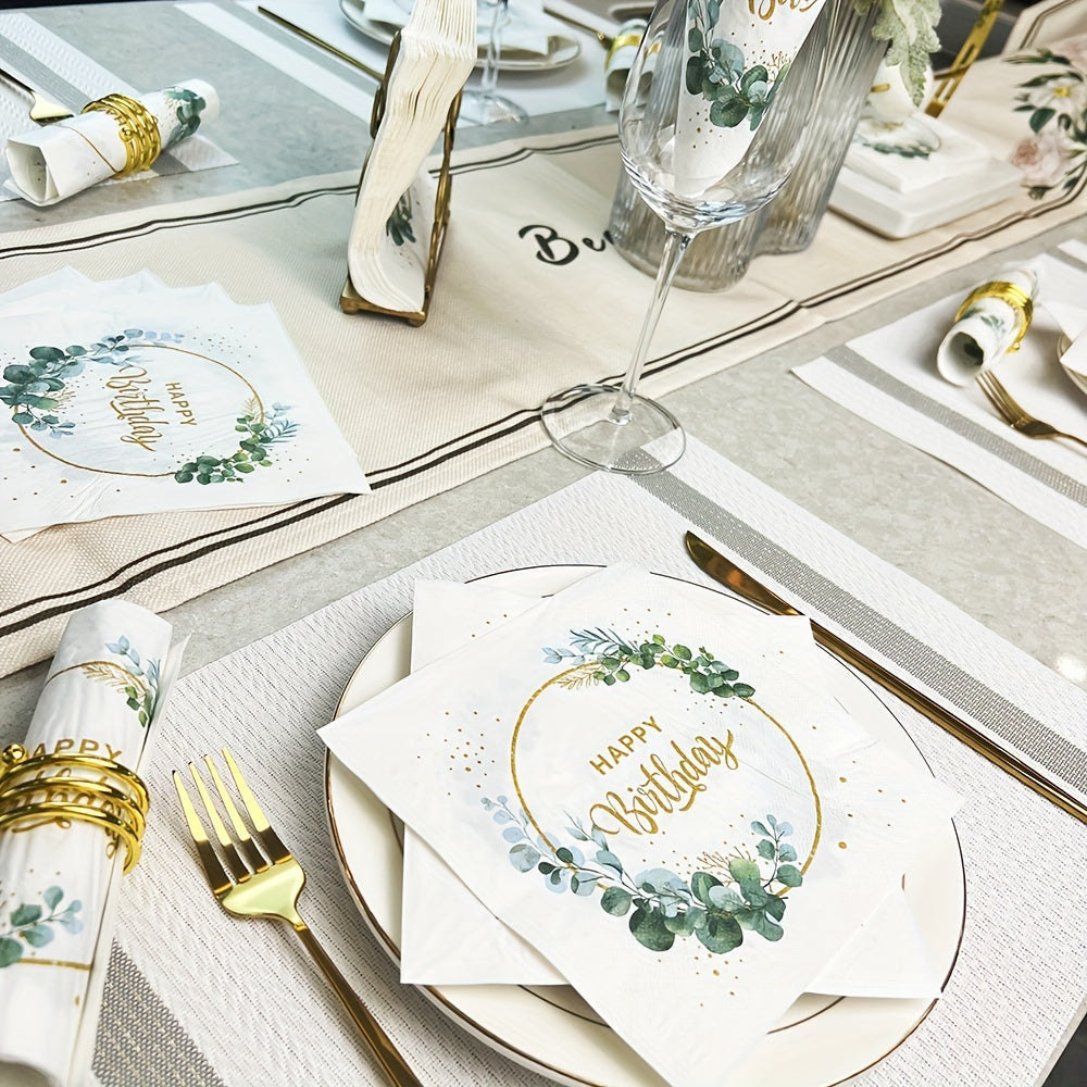 Pack of 20 Disposable Printed Square Birthday Napkins 33cm x 33cm