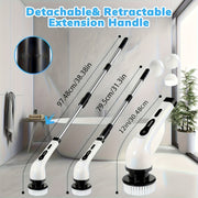 Electric Cleaning Brush with Rotating Floor Wash, 7 Brush Heads, Adjustable Handle
