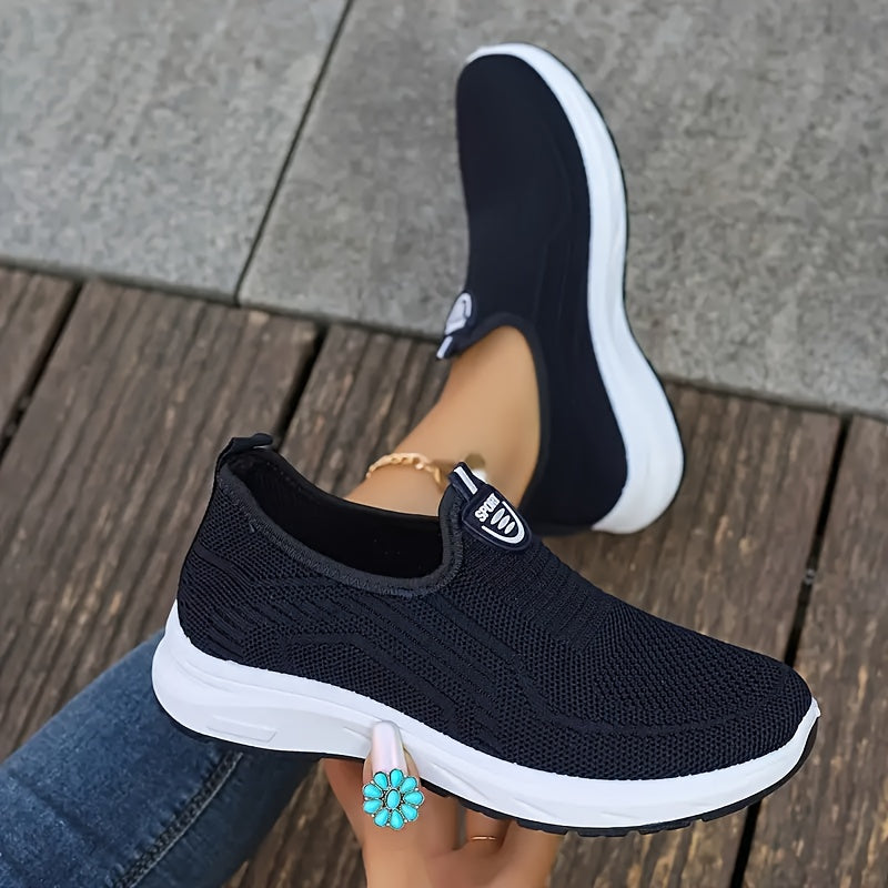 Women's Mesh Slip-On Casual Sneakers with Round Toe Low Top Breathable Fabric Sole