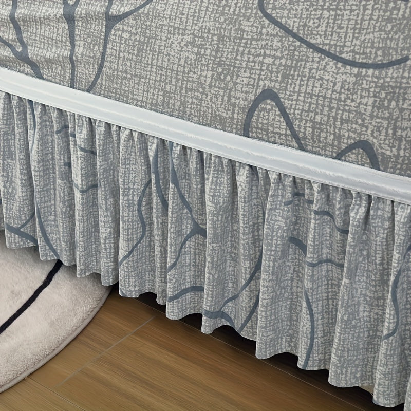 Bohemian Rabbit Print Stretch Sofa Cover with Skirt Elastic Dustproof Slipcover for Living Room