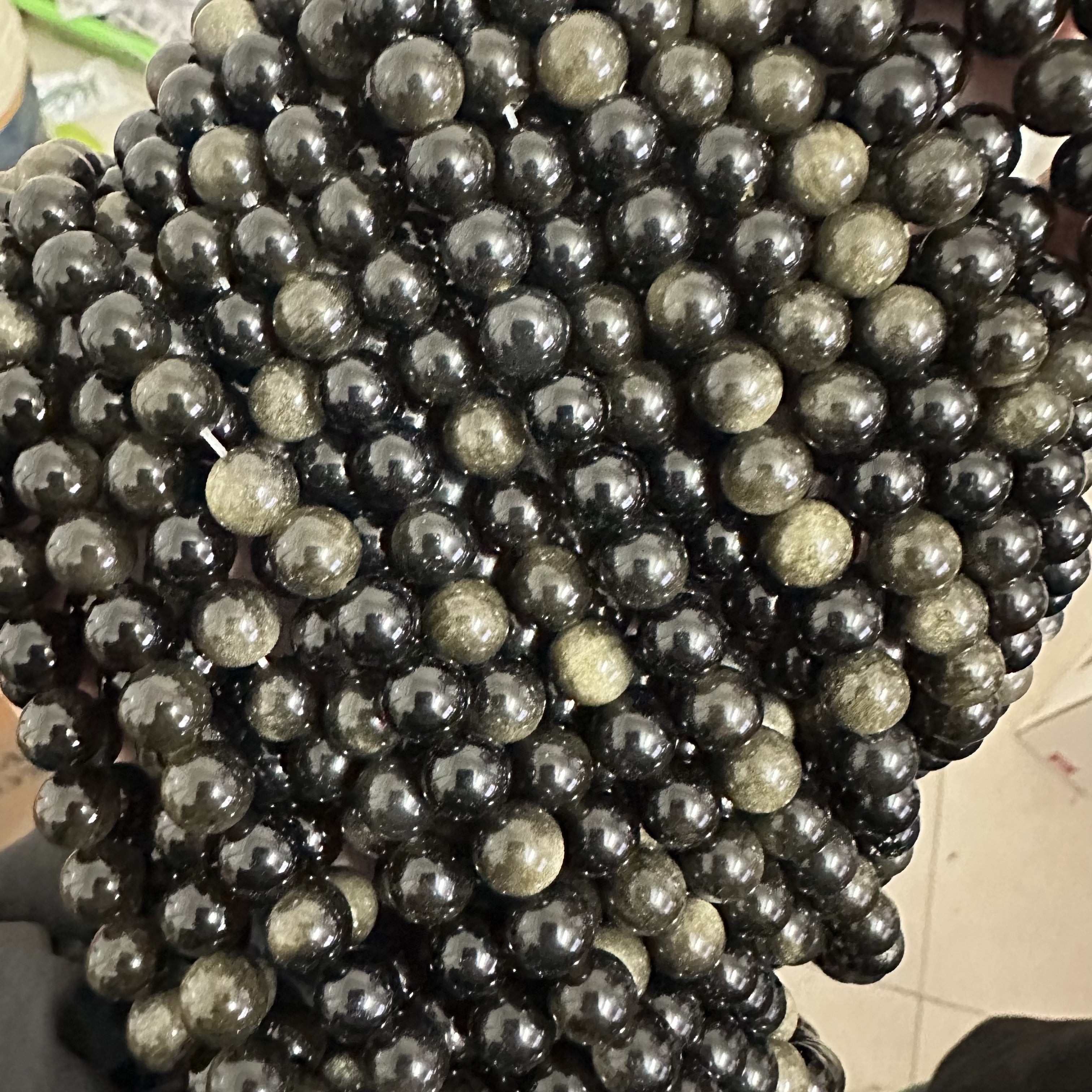 Golden Obsidian Beads Set 8mm Natural Stone Jewelry Making 46 Pieces