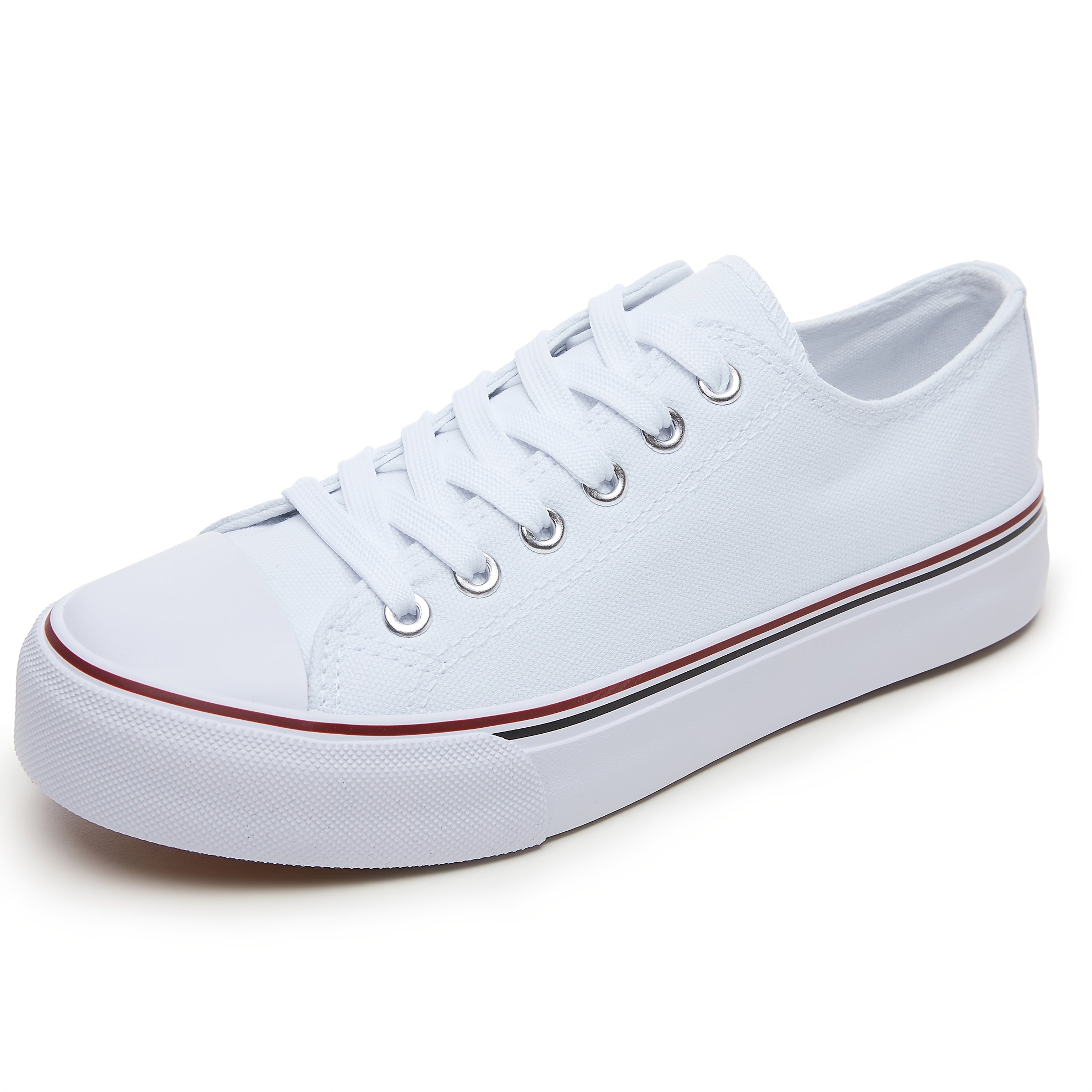 Ayollar uchun barcha mavsumlar uchun kundalik sport poyabzali qora oq lentalar kauchuk taglik