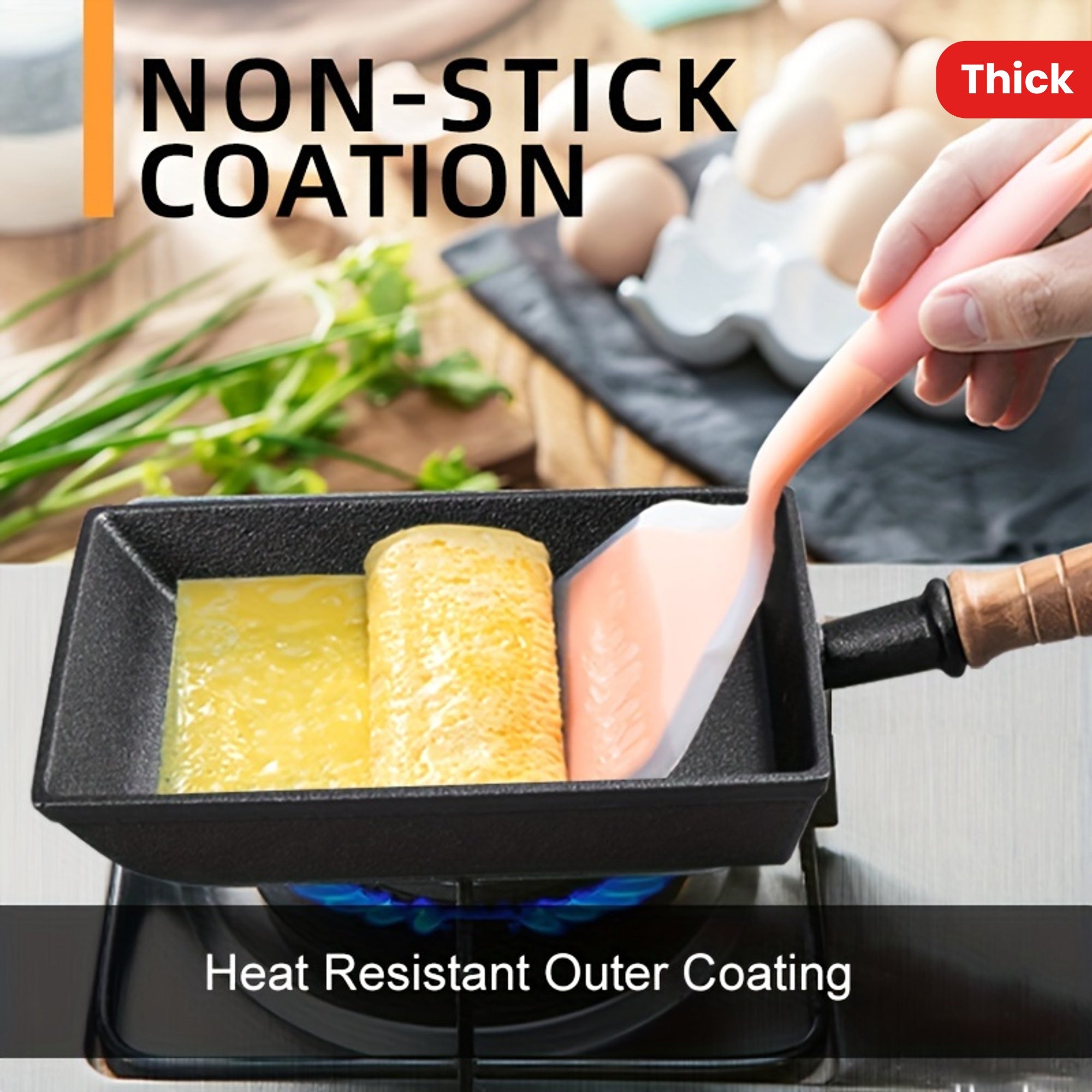 Cast Iron Frying Pan Non-Stick Japanese Style 1 Piece for Eggs Breakfast