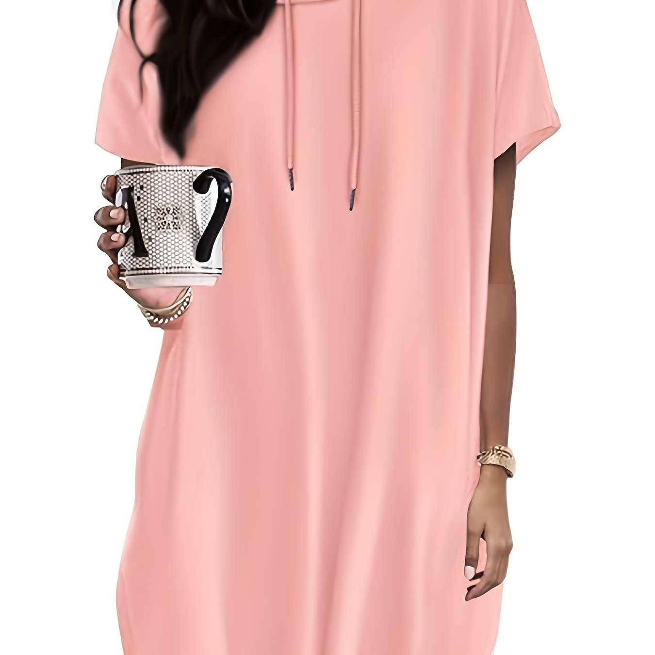 Женская футболка свободного кроя с коротким рукавом и карманами, легкий полиэстер-спандекс