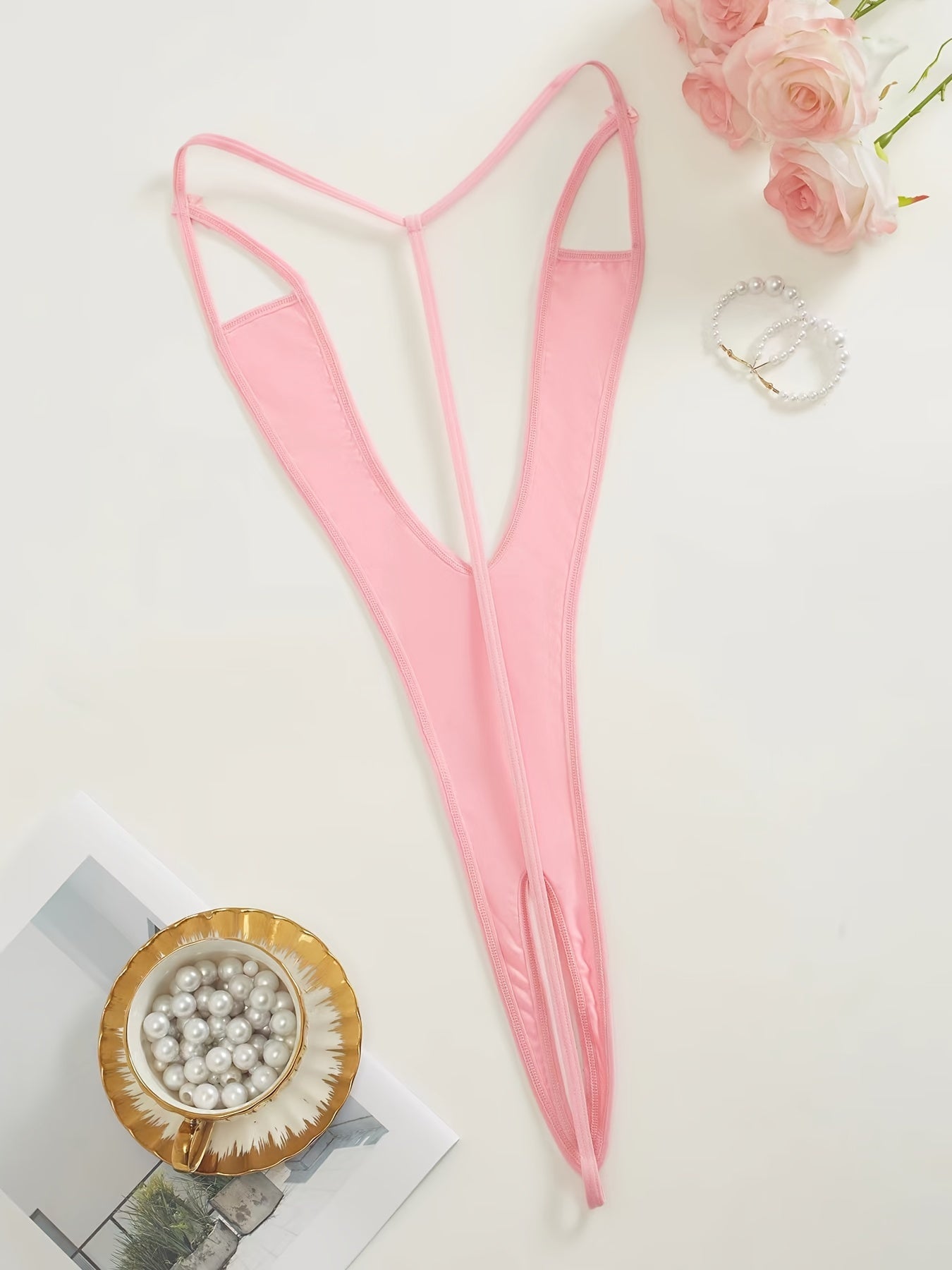 Women's Black Lace Bodysuit with Long Sleeves and V-Neck