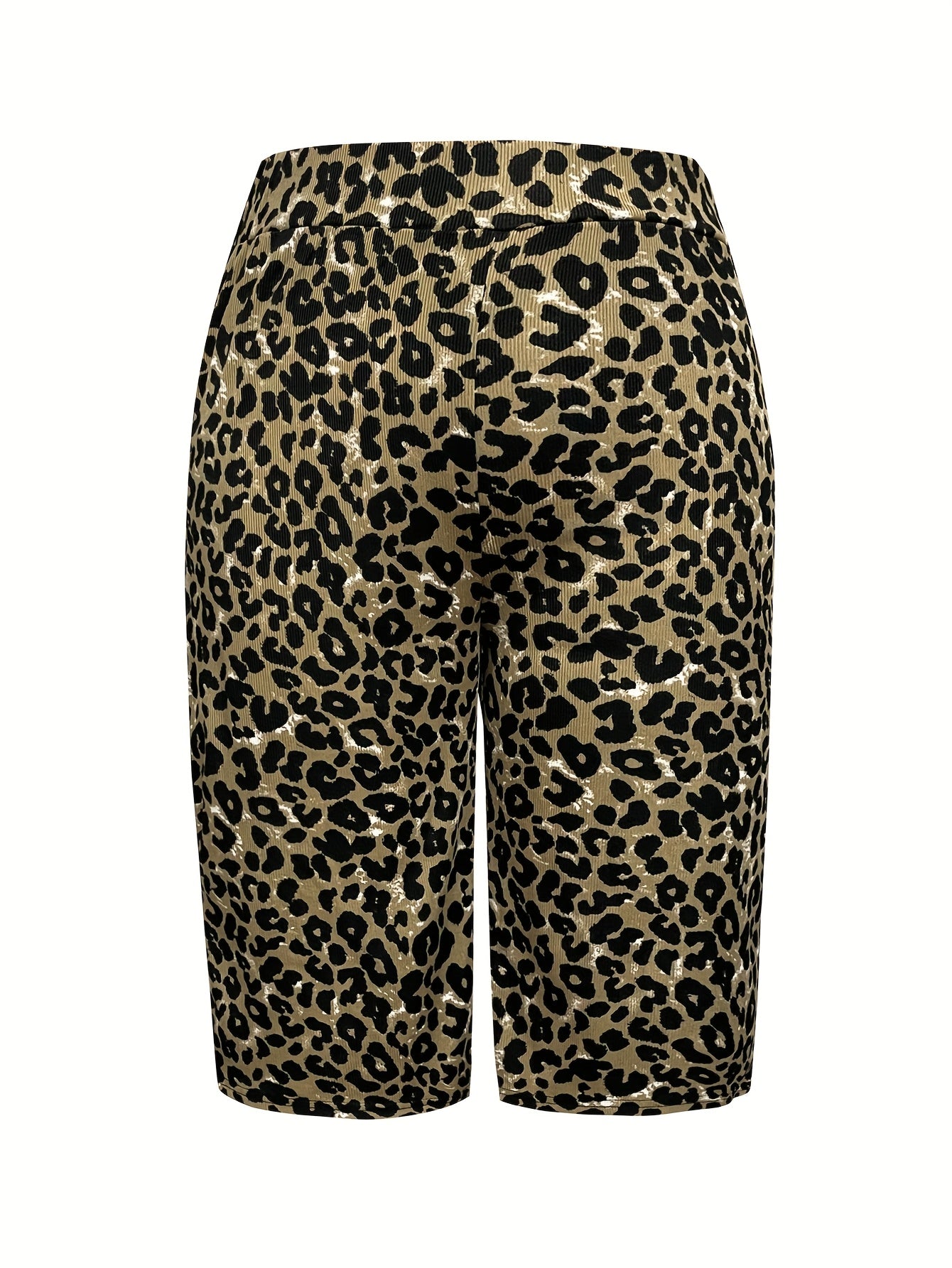 Women's Plus Size Leopard Print Capri Pants Stretchy Wide Leg Lightweight
