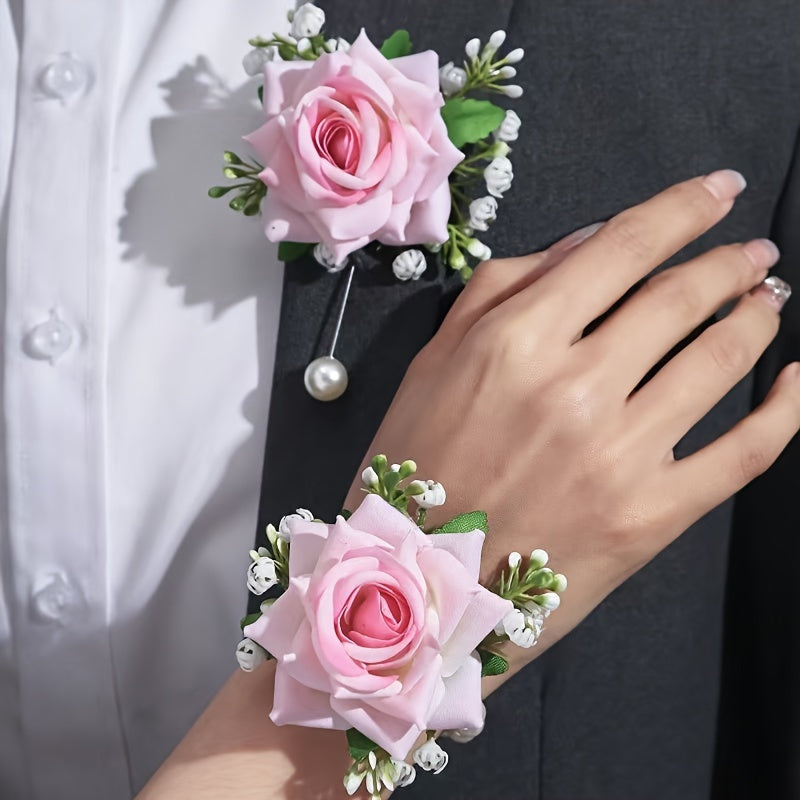 Wedding Accessories Wrist and Chest Flowers for Bridesmaids Groomsmen and Bride