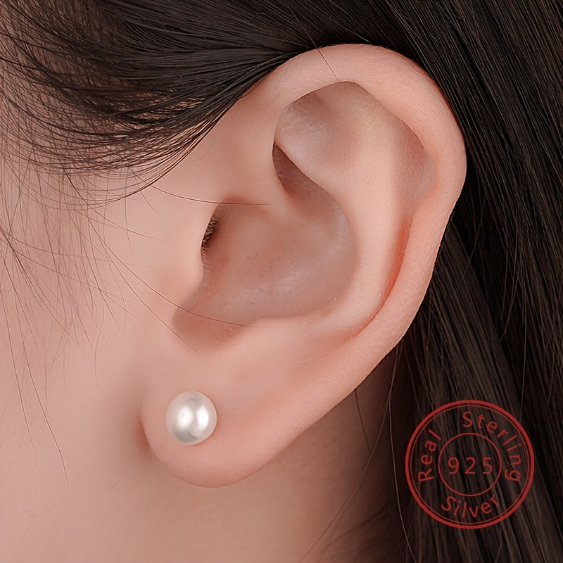 Sterling Silver Stud Earrings with Freshwater Pearls for Women Lightweight