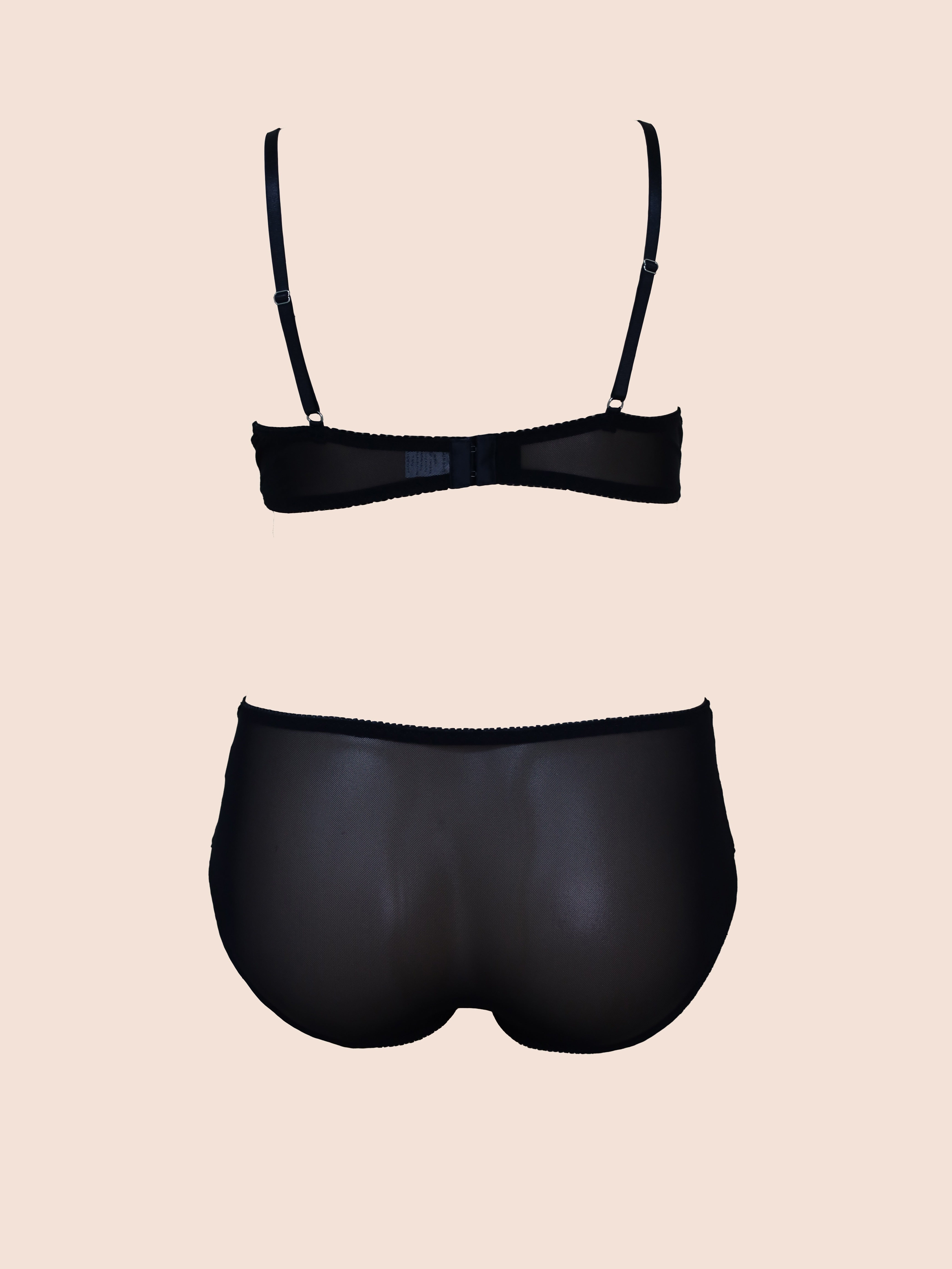 Women's Plus Size Sheer Mesh Lingerie Set with Tie Detail
