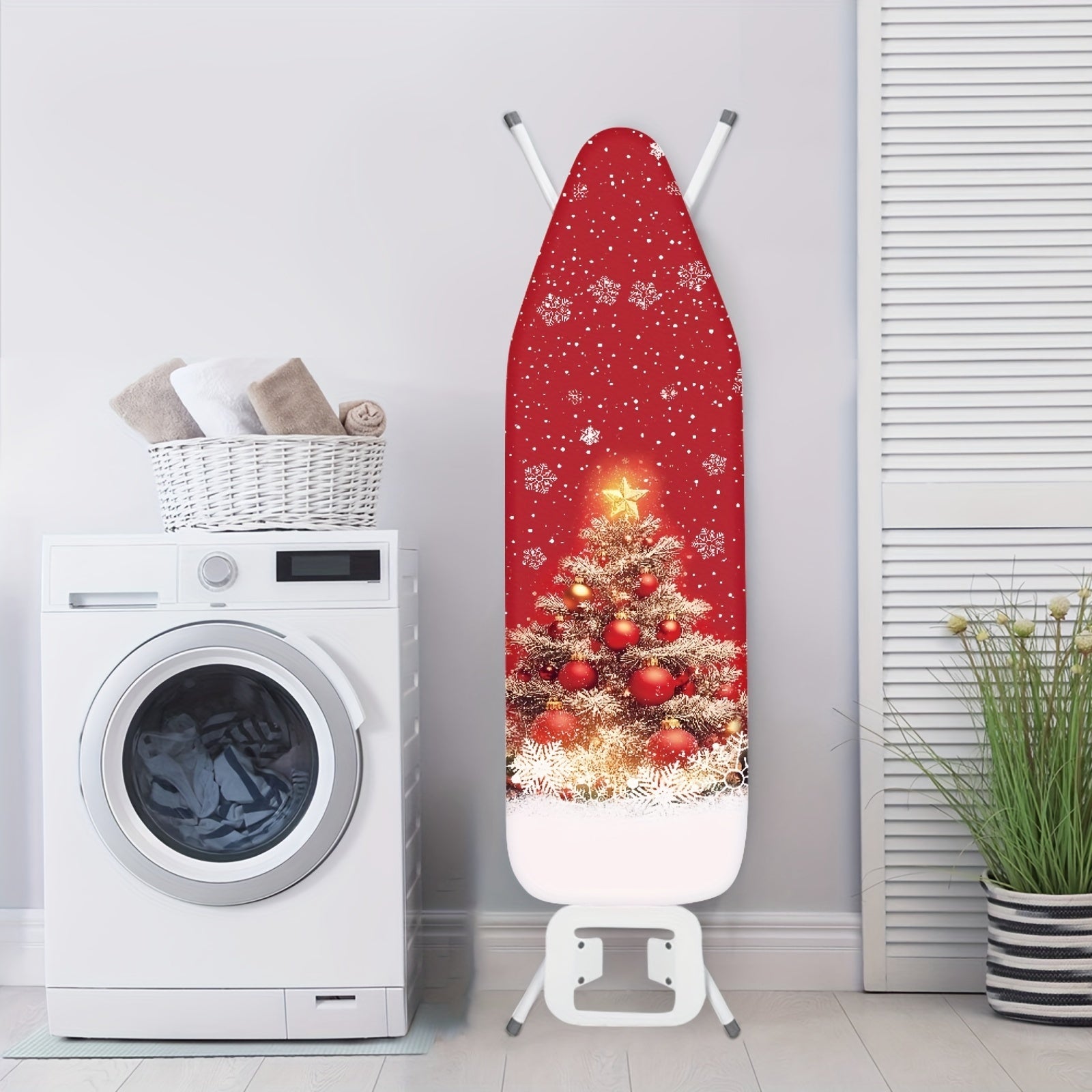 Snowman Print Christmas Ironing Board Cover Padded Replacement with Elastic Edges