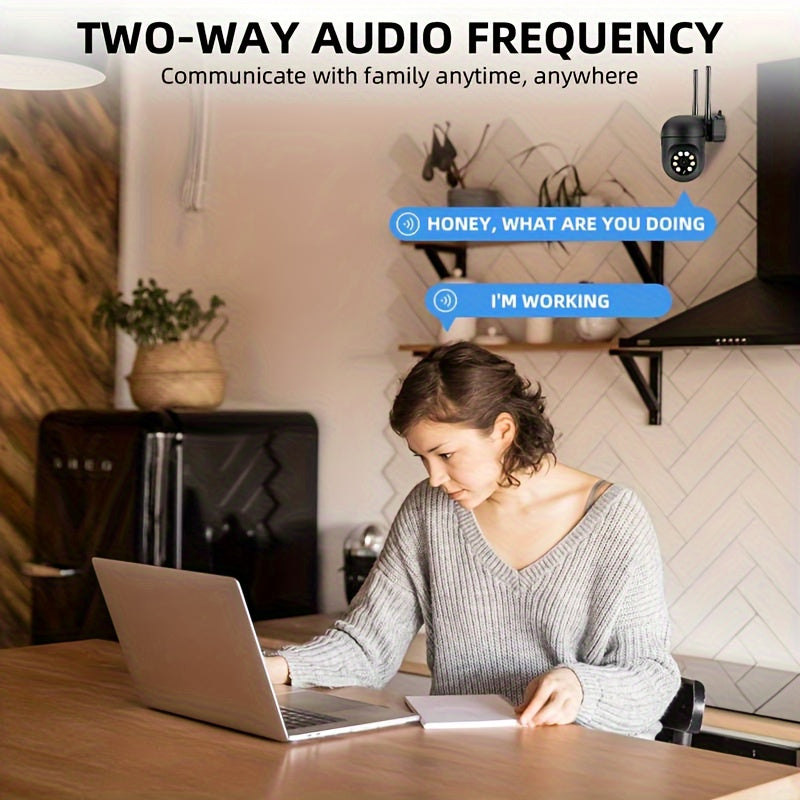 Wireless 1080P HD PTZ Security Camera with Auto-Tracking Night Vision and Two-Way Audio