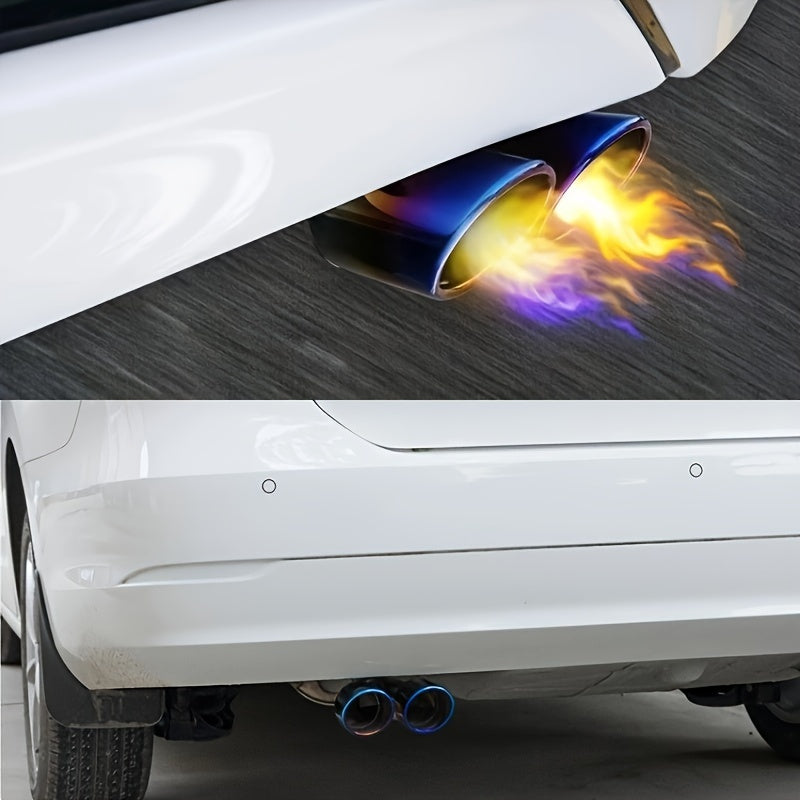 Stainless Steel Dual Exhaust Tips Blue Finish Easy Install Durable