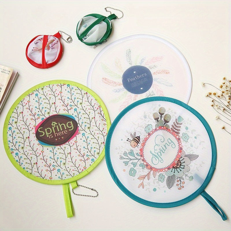 Spring-Themed Folding Handheld Fans Set with Floral and Animal Patterns in 6 Colors for Daily Use and Outdoor Activities
