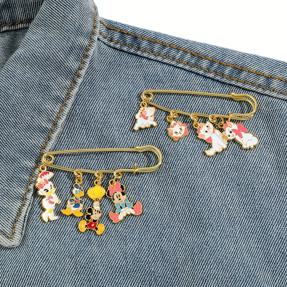 Juego de 2 pins de esmalte de Mickey, Minnie y Donald, personajes de dibujos animados para ropa, mochila, accesorios