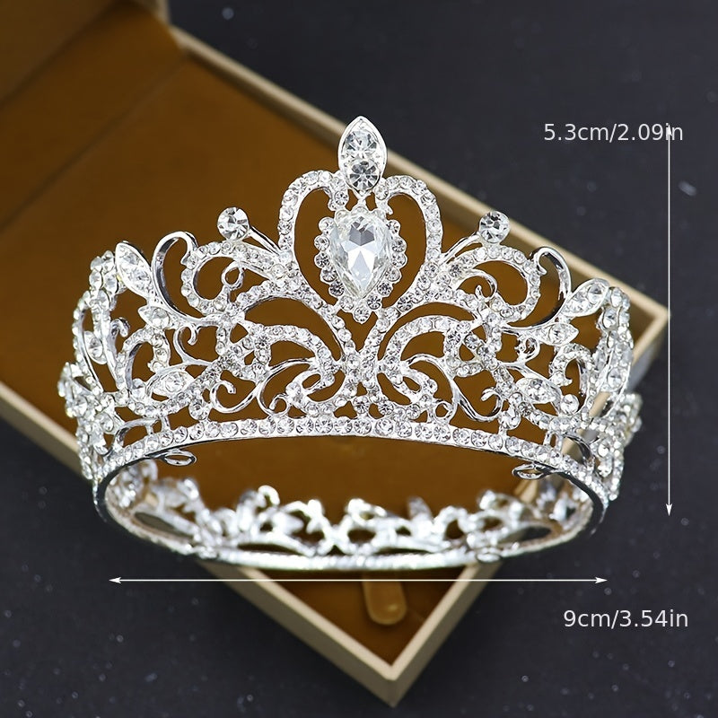 Gold and Silver Wedding Tiara Crystal Rhinestone Crown for Cake Topper Small Round Birthday Crown