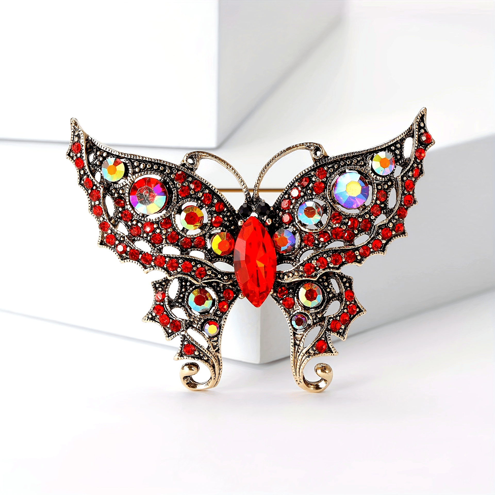 Vintage Rhinestone Kelebek Brooch kiyimlar va kurtkalar uchun Alloy Insect Pin