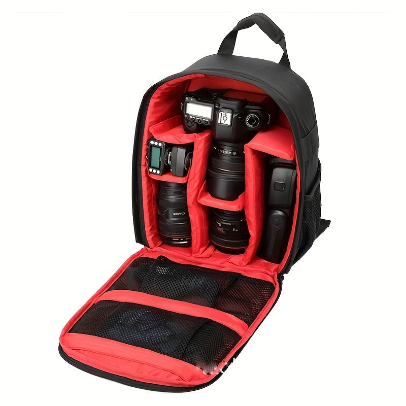 Mochila para cámara impermeable con divisores personalizables, correas acolchadas para hombros para cámaras DSLR, negro