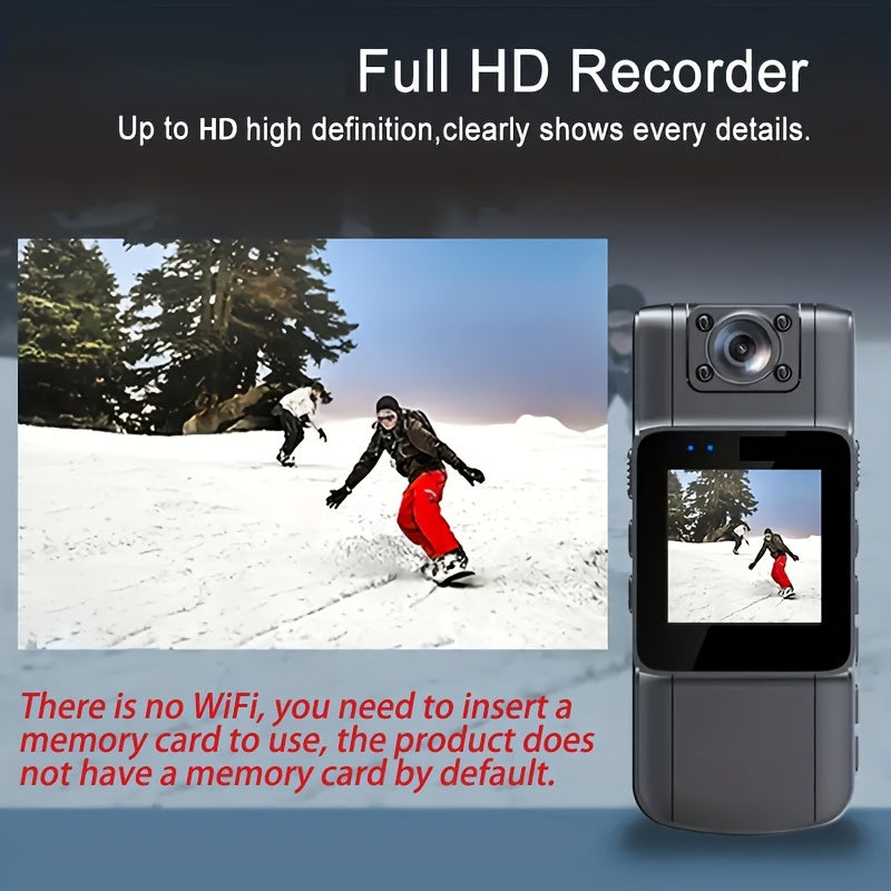Cámara corporal Full HD con lente giratorio, visión nocturna, gran angular para deportes de ciclismo, viajes