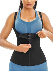 Women's Neoprene Body Shaping Corset Zipper Tank Top Sweat-Wicking Sculpting