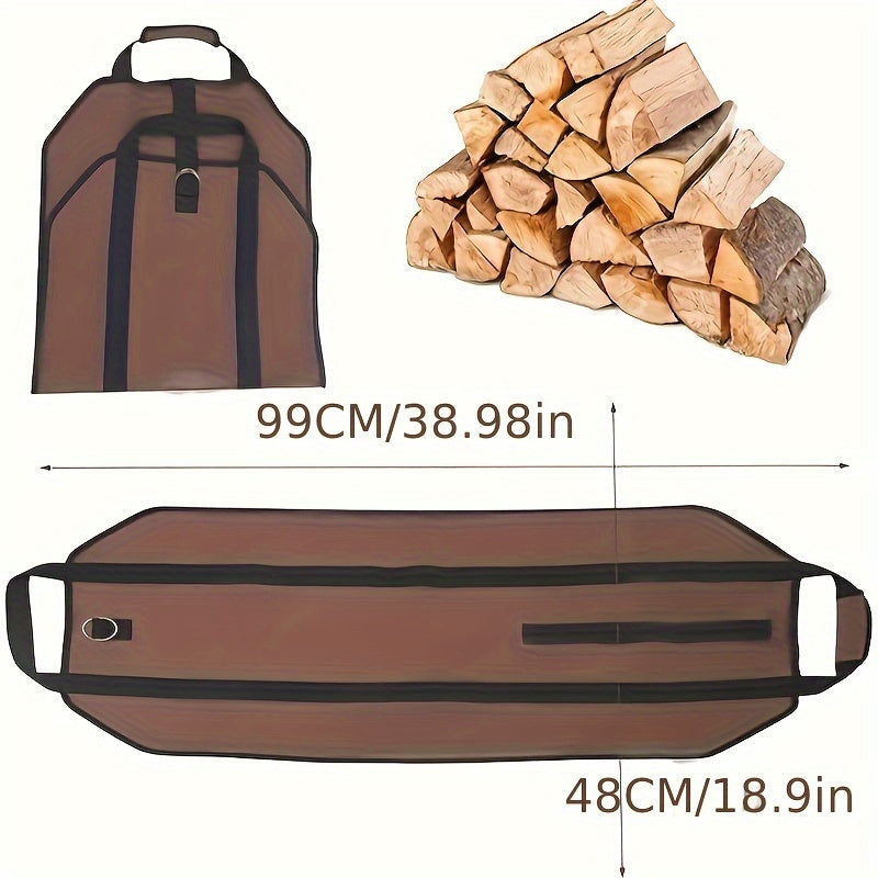 Heavy-Duty Firewood Storage Organizer with Handles for Camping and Fireplace