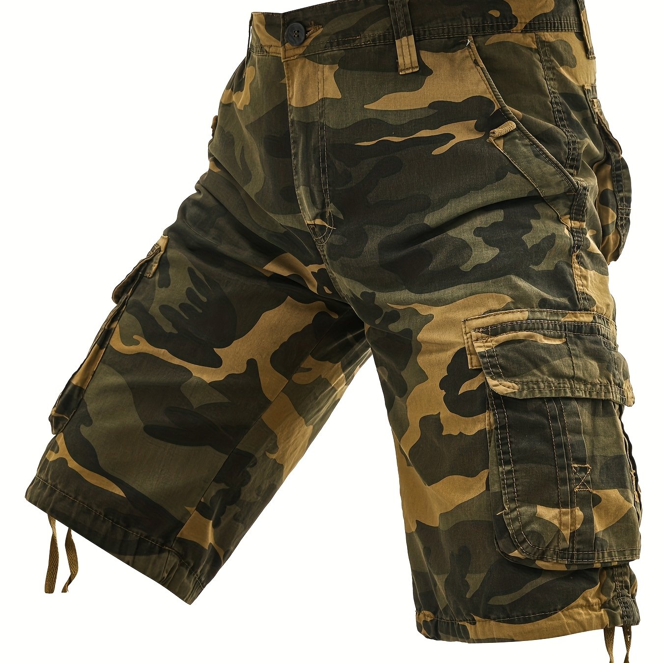 Men's Plus Size Cotton Camo Cargo Shorts Street Style Multi-Pocket Non-Stretch Fabric