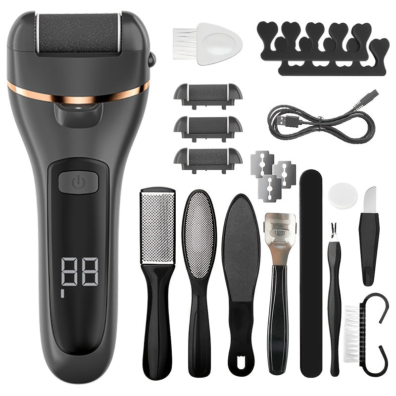 19-in-1 Electric Foot Care Machine with USB Rechargeable Callus Remover and Nail File