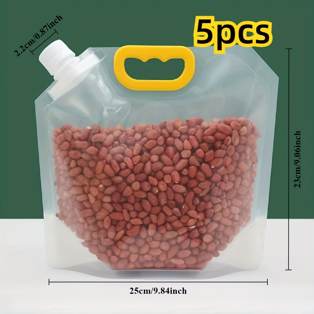 Pack of 5 3L Food Storage Bags with Lids Airtight Plastic Containers for Kitchen