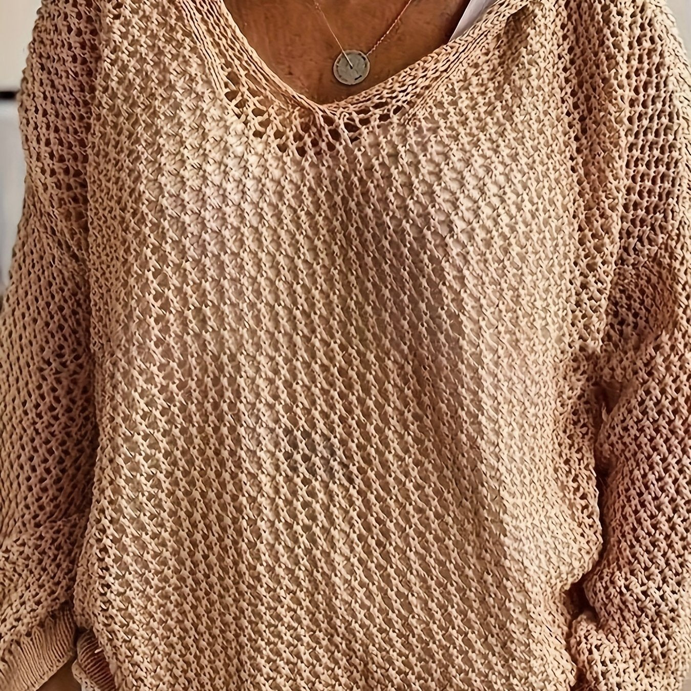 Plus Size Crochet Cover Up Knitted Top Hooded Long Sleeve Casual Spring Summer