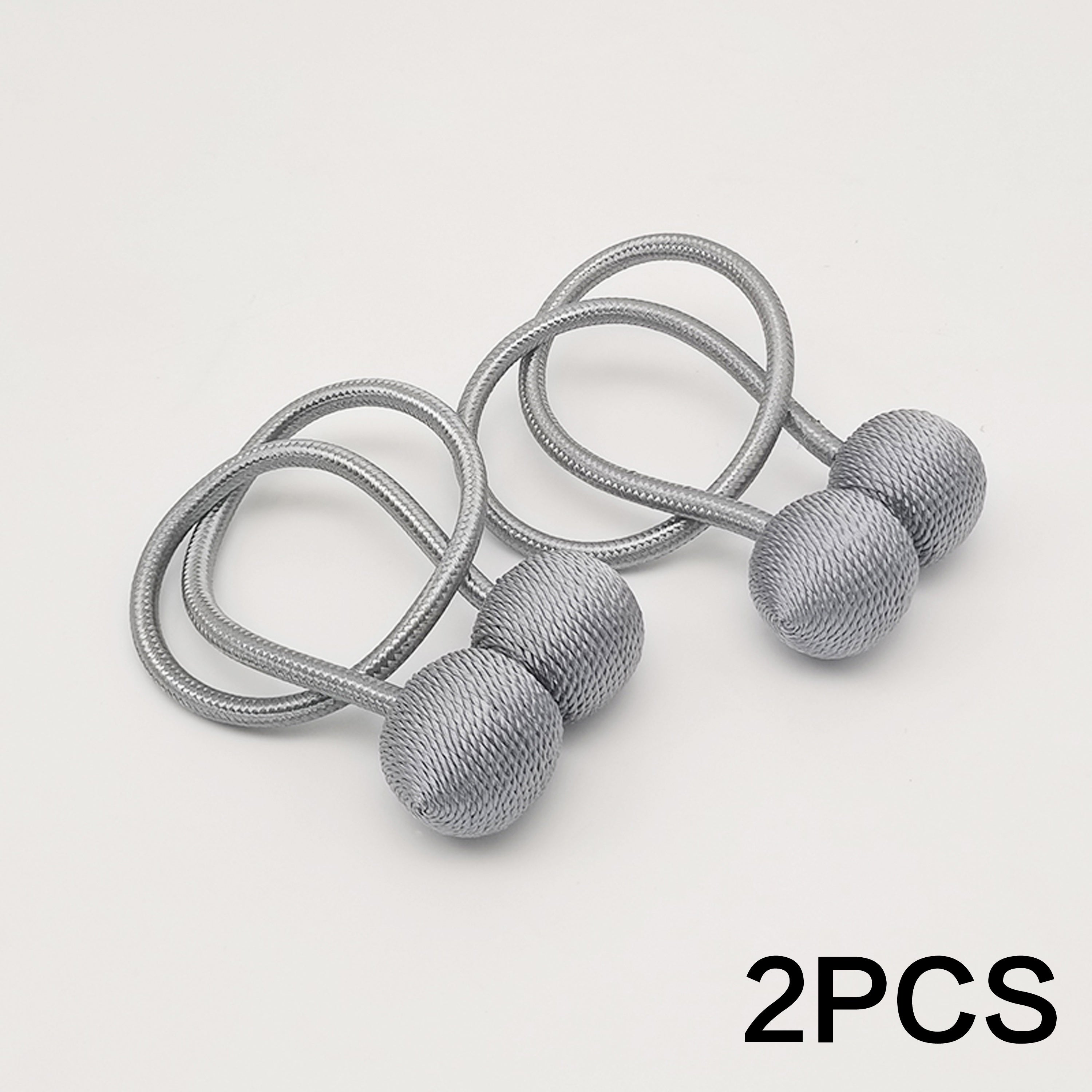 Set of Two Magnetic Curtain Tiebacks Polyester Twisted Rope Easy to Install Durable