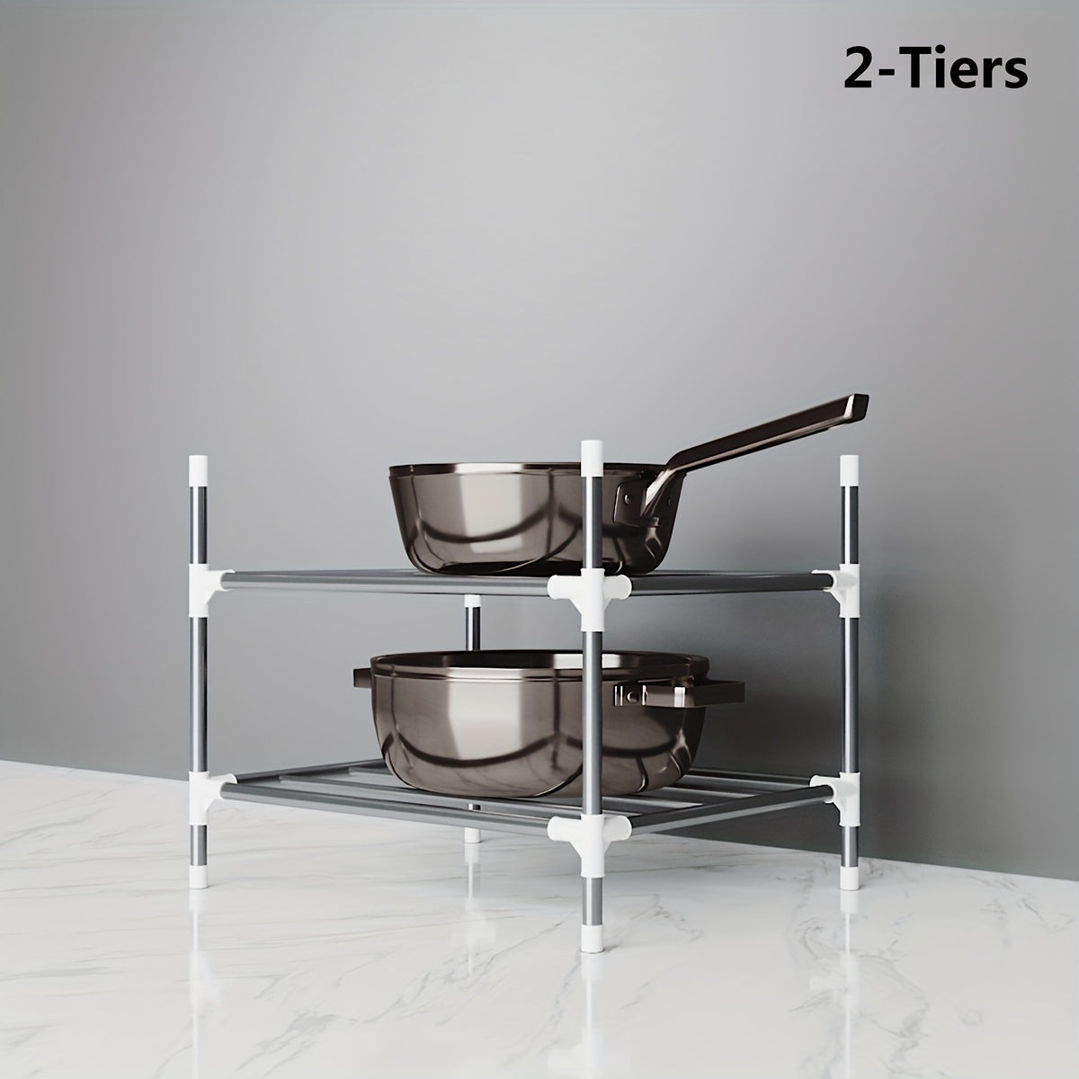 Multi-Tier Stainless Steel Storage Shelf for Kitchen Bathroom Balcony