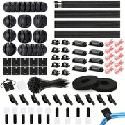 173-Piece Cable Management Organizer Kit with Cable Sleeves Clips Ties and Wall Ties